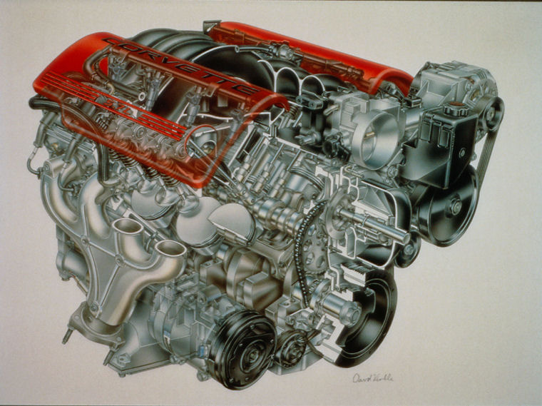 2002 Chevrolet Corvette Z06 5.7L V8 LS6 Engine Picture / Pic / Image